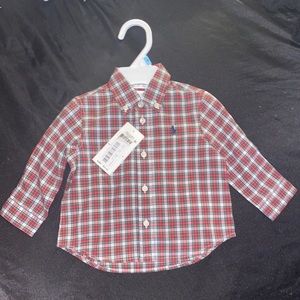 Baby boy Ralph Lauren button down plaid shirt size 6 months